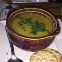 Soup Of The Day · Always vegetarian.
A fresh crock of Soup with crackers