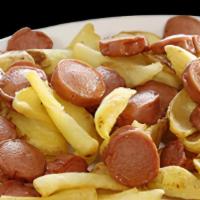 Perfect French Fries & Hot Dogs · French fries, hot dogs and ketchup.