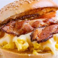 Bacon, Egg & Cheese Sandwich  · Crisp bacon, 2 egg, melted American cheese, salt and pepper.
