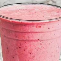 Summerslam Smoothie · Banana, blueberries, peanut butter, honey, and protein. Fresh and smooth served in a glass s...