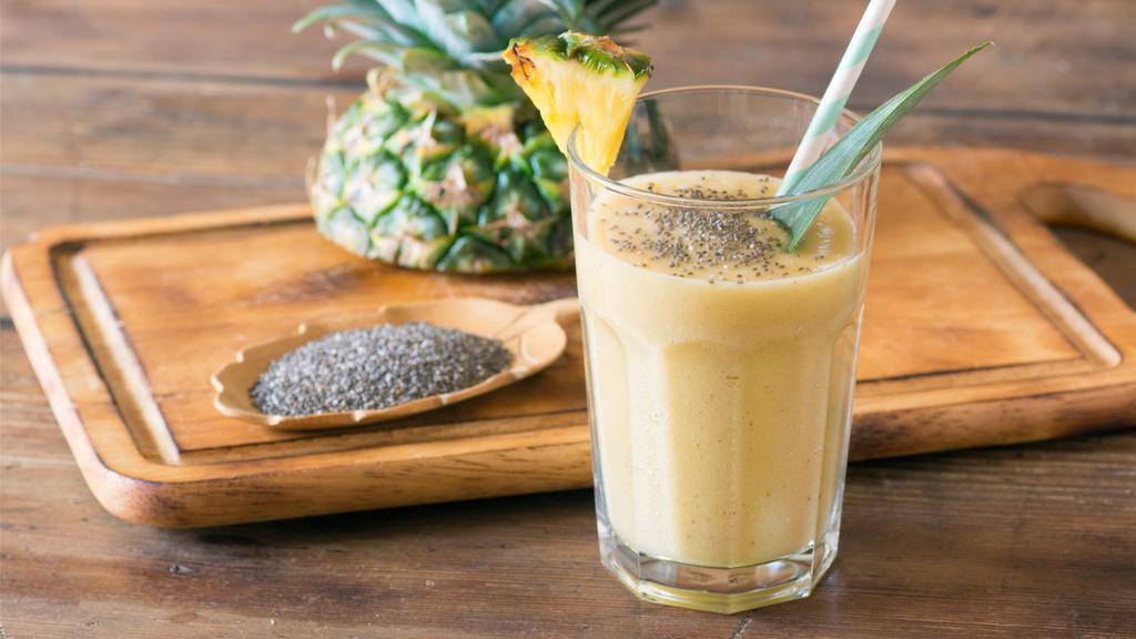 Piña Colada Smoothie · Coconut milk, fresh pineapple. Add protein powder or ginseng for additional cost.
