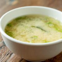Miso Soup · Wakame, dashi, tofu, and seasonal vegetable.