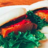 Pork Belly Buns · Cucumber, lettuce, pickled ginger, comes with two buns.