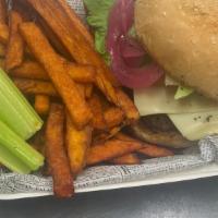 Cheese Burger · Served with regular or sweet potato fries.