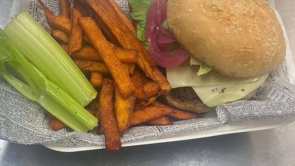 Cheese Burger · Served with regular or sweet potato fries.