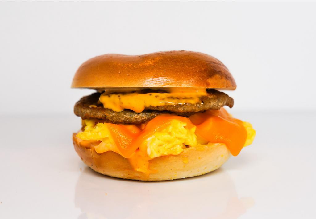 Sausage, Egg N Cheese · Choice of bagel, scrambled eggs, sausage and cheese.