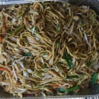 Chicken Lo Mein · Served with fried rice and choice of egg roll or soup.
