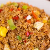 Arroz Chaufa De Pollo / Chicken Chaufa Rice · Peruvian style fried rice with chicken.