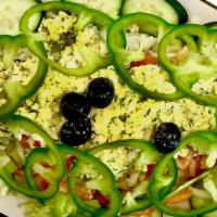 Egg Salad · Egg salad made with fresh dill, radish and scallions, w/ tomatoes, iceberg lettuce, green pe...