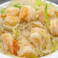 Shrimp Mein Fun · Thin rice noodles.