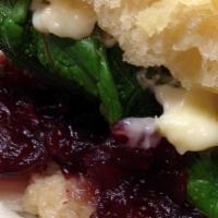 Turkey Gobbler · Oven gold turkey, homemade vegetable stuffing, cranberry sauce, lettuce & mayonnaise on marb...