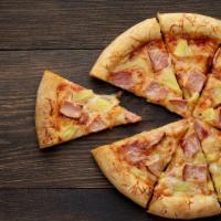 Hawaiian Pizza · Mouthwatering pizza topped with Ham, onion, mozzarella cheese, and pineapple.