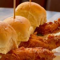 Fried Chicken Sliders · Dijonnaise & Pickles
