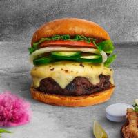 Justice Jalapeno Burger  · Seasoned plant-based patty topped with melted vegan cheese, jalapenos, lettuce, tomato, onio...