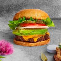 Dont'S And Avocado'S Burger  · Seasoned plant-based patty topped with avocado, melted vegan cheese, lettuce, tomato, onion,...
