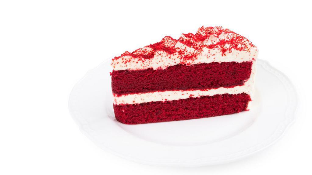 Red Velvet Cake · Three moist layers of stunning red velvet filled and topped silky cream cheese Icing.