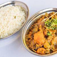 Bhendi Anar · Vegetarian, vegan, gluten free. Fresh baby okra sautéed with onions, ginger, tomato, garlic,...