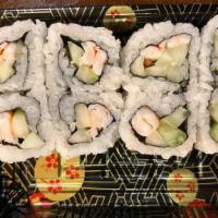 Spicy Shrimp Roll(8Pcs) · steam shrimp, cucumber, spicy mayo on top