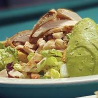 Chicken Caesar Salad · Mixed greens in caesar dressing paired with avocado.