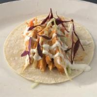 Bbq Chicken Taco · Barbeque chicken topped with cabbage or tomato, house sauce or choice topping.