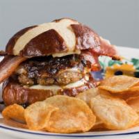 Elena'S Burger · 8 OZ. OF 3 SELECTED MEATS (pork, beef and chicken) WITH ASCOLANA OLIVES MINCED |  PROVOLONE ...