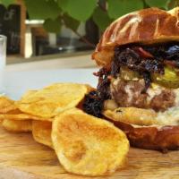 Incazzato Burger · 8 OZ. OF 3 SELECTED MEATS (pork, beef and chicken) WITH ASCOLANA OLIVES MINCED |  GORGONZOLA...