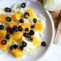 Mediterranean Salad · From the Italian tradition a fresh and organic salad of Navel Oranges, Fennel, Black Olives ...