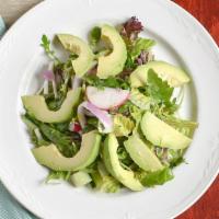 Javi'S Salad · Gluten free. Romaine, red onion, avocado with cilantro lemon vinaigrette.