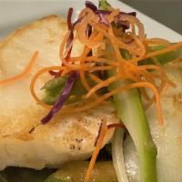 Chilean Seabass · With asparagus, mixed vegetable in special sauce.