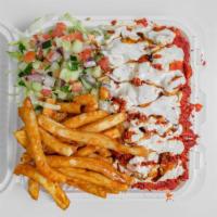 Chicken Over Rice · Most popular Halal comes with rice salad fries or hummus !