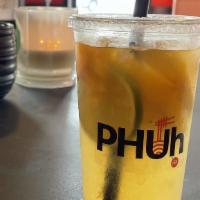 Fruit Tea (Peach / Mango) · Lemon and lime mixed with freshly brewed premium oolong tea and agave syrup.