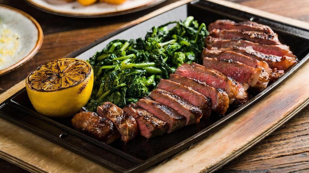 Tagliata Di Manzo* · sliced sirloin steak 12oz, choice of one side    *Consuming raw or under-cooked meats, poultry, seafood, shellfish or eggs may increase your risk of foodborne illness.