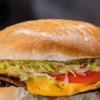 Grilled Tilapia Burger · Fresh grilled tilapia topped with tartar sauce, lettuce, tomatoes, onions, pickles & America...
