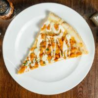 Buffalo Chicken Pizza · Topped with Buffalo chicken, blue cheese dressing.