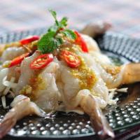 Goong Chae Nam Pla · Thai prawn sashimi with house special green chili sauce.