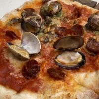 Clam & Chorizo Pizza  · parmesan, garlic, parsley, San Marzano tomato