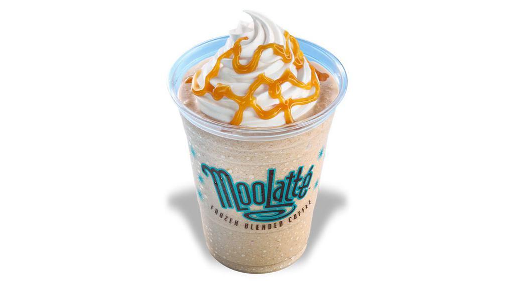 Caramel Moolatte · Coffee blended with creamy Dairy Queen vanilla soft serve and ice and garnished with whipped topping and caramel.