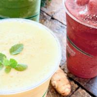 Body Cleansing · Vegan and vegetarian. Local ginger, mango, banana, and mango juice.