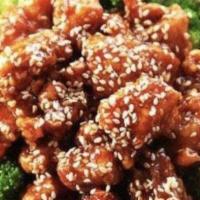 Sesame Chicken White Meat · With rice.