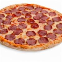 Classic Pepperoni Pizza · Exotic cheese pizza baked to perfection and topped with sizzling slices of pepperoni.