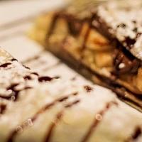 Dirty Banana Crêpe · Nutella and sliced banana. All sweet crepes are not served with syrup or whipped cream on top.