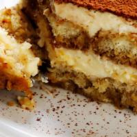 Tiramisu  · A delicious coffee-flavored Italian dessert. Ladyfingers dipped in coffee, layered with a wh...