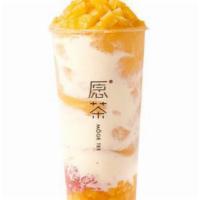 Cheese Foam Mango  Pomelo 杨枝甘露 · Ice blended with fresh mango, topped with white bubble, pomelo, and cheese foam 新鲜芒果、西柚粒以及美味...
