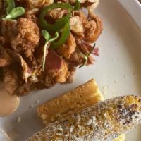 Fried Clams · bourbon, bacon, jalapeño, street corn + corn bread