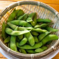 Edamame · Steamed green soybeans with yuzu salt.