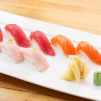Tri-Color Sushi · 3 pcs each of tuna, salmon, yellowtail & California roll.