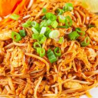Pad Thai · Stir fried Thai rice noodles with egg, crushed peanuts, chopped turnips, tofu, scallions and...