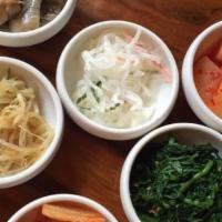 Banchan Sides (Pickled Things) · All kimchi sides are made with fish sauce soy pickled jalapeños soy pickled onions napa cabb...