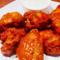 Wings · Choose buffalo, BBQ or teriyaki. Served with choice of blue cheese or ranch. 10 pieces.