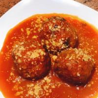 Meatballs · Served with homemade tomato sauce. 3 pieces.